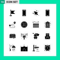 Pack of 16 Solid Style Icon Set Glyph Symbols for print Creative Signs Isolated on White Background 16 Icon Set vector