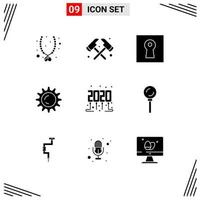 Set of 9 Modern UI Icons Symbols Signs for cooking new year lock celebration day Editable Vector Design Elements