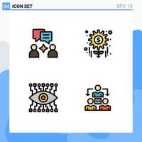 Pictogram Set of 4 Simple Filledline Flat Colors of man construction money tasks meeting Editable Vector Design Elements