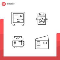 Pack of 4 Universal Outline Icons for Print Media on White Background vector