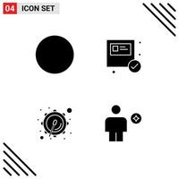 4 Thematic Vector Solid Glyphs and Editable Symbols of connection parade box shopping body Editable Vector Design Elements