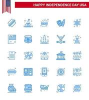 Modern Set of 25 Blues and symbols on USA Independence Day such as police sign police fast men frise Editable USA Day Vector Design Elements