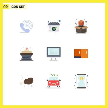 Pictogram Set of 9 Simple Flat Colors of encryption data geometric graphy candle Editable Vector Design Elements