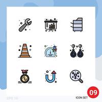 Group of 9 Filledline Flat Colors Signs and Symbols for software vlc copier tools technology Editable Vector Design Elements