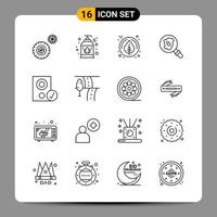 16 Black Icon Pack Outline Symbols Signs for Responsive designs on white background 16 Icons Set vector