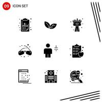 9 Creative Icons Modern Signs and Symbols of body geek mechanical view glasses Editable Vector Design Elements