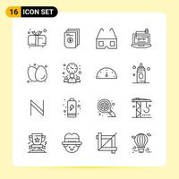 16 Creative Icons for Modern website design and responsive mobile apps 16 Outline Symbols Signs on White Background 16 Icon Pack vector