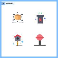 conjunto moderno de 4 iconos planos pictograma de cubo casa caja tribuna bebé elementos de diseño vectorial editables vector