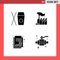 4 Icon Pack Solid Style Glyph Symbols on White Background Simple Signs for general designing vector