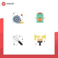 4 User Interface Flat Icon Pack of modern Signs and Symbols of measuring wire workflow settings color Editable Vector Design Elements