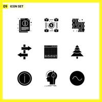 9 Icon Set Simple Solid Symbols Glyph Sign on White Background for Website Design Mobile Applications and Print Media vector