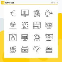 Collection of 16 Universal Line Icons Icon Set for Web and Mobile vector