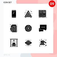 Set of 9 Modern UI Icons Symbols Signs for diagram information design info ui Editable Vector Design Elements