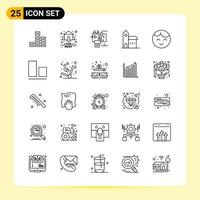 25 iconos creativos para el diseño moderno de sitios web y aplicaciones móviles receptivas 25 símbolos de contorno signos sobre fondo blanco paquete de 25 iconos vector