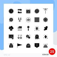 25 Universal Solid Glyph Signs Symbols of home reduce error lower cost Editable Vector Design Elements