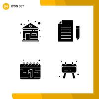 4 Icon Set Solid Style Icon Pack Glyph Symbols isolated on White Backgound for Responsive Website Designing vector