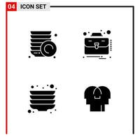 4 General Icons for website design print and mobile apps 4 Glyph Symbols Signs Isolated on White Background 4 Icon Pack vector