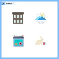 Universal Icon Symbols Group of 4 Modern Flat Icons of building weather corporation day online Editable Vector Design Elements