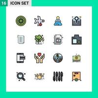 16 concepto de línea llena de color plano para sitios web móviles y aplicaciones lista de verificación transporte de investigación explorar elementos de diseño de vectores creativos editables de yoga