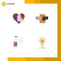 Pictogram Set of 4 Simple Flat Icons of emojis bar hearts fight whiskey Editable Vector Design Elements