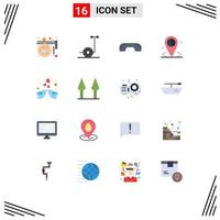 Universal Icon Symbols Group of 16 Modern Flat Colors of placeholder location decline graph up Editable Pack of Creative Vector Design Elements