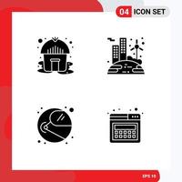 4 Creative Icons Modern Signs and Symbols of hut space energy wind landing Editable Vector Design Elements