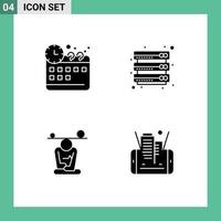 Modern Set of 4 Solid Glyphs and symbols such as corporate meditation cloud server mindfulness Editable Vector Design Elements