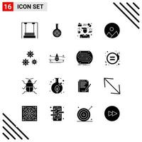 Pixle Perfect Set of 16 Solid Icons Glyph Icon Set for Webite Designing and Mobile Applications Interface vector