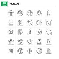 25 días festivos conjunto de iconos de fondo vectorial vector