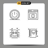 Line Pack of 4 Universal Symbols of basic halloween power alert scary Editable Vector Design Elements