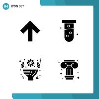 Vector Pack of 4 Glyph Symbols Solid Style Icon Set on White Background for Web and Mobile