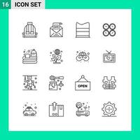 Universal Icon Symbols Group of 16 Modern Outlines of time zone clocks mail business web Editable Vector Design Elements