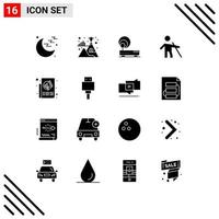 Group of 16 Modern Solid Glyphs Set for news ads hardware stick old Editable Vector Design Elements