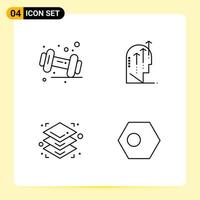 4 Creative Icons for Modern website design and responsive mobile apps 4 Outline Symbols Signs on White Background 4 Icon Pack vector