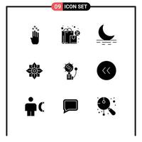 Pictogram Set of 9 Simple Solid Glyphs of alert chinese tax china flower Editable Vector Design Elements