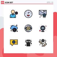 Set of 9 Modern UI Icons Symbols Signs for money business account management cloud Editable Vector Design Elements