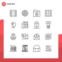 Pictogram Set of 16 Simple Outlines of mind mixer chain electronics devices Editable Vector Design Elements