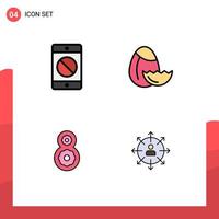 Stock Vector Icon Pack of 4 Line Signs and Symbols for cellphone th error nature direction Editable Vector Design Elements