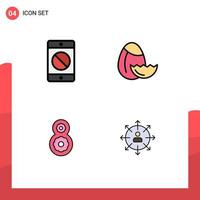 Stock Vector Icon Pack of 4 Line Signs and Symbols for cellphone th error nature direction Editable Vector Design Elements