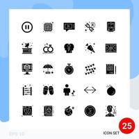 25 Universal Solid Glyph Signs Symbols of travel transport live train genetics Editable Vector Design Elements