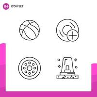 Outline Icon set Pack of 4 Line Icons isolated on White Background for responsive Website Design Print and Mobile Applications vector