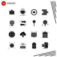 Collection of 16 Vector Icons in solid style Pixle Perfect Glyph Symbols for Web and Mobile Solid Icon Signs on White Background 16 Icons