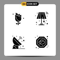 4 Black Icon Pack Glyph Symbols Signs for Responsive designs on white background 4 Icons Set vector