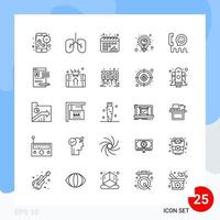 Modern Pack of 25 Icons Line Outline Symbols isolated on White Backgound for Website designing vector