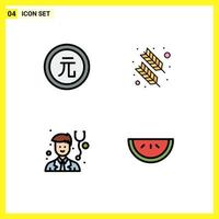 Modern Set of 4 Filledline Flat Colors Pictograph of business doctor finance calligraphy stethoscope Editable Vector Design Elements