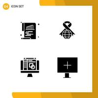 Universal Solid Glyphs Set for Web and Mobile Applications bar graphic editor paper globe aim Editable Vector Design Elements