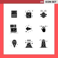 Group of 9 Solid Glyphs Signs and Symbols for technology mobile bee insect devices ladybug Editable Vector Design Elements