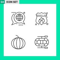 Pack of 4 Line Style Icon Set Outline Symbols for print Creative Signs Isolated on White Background 4 Icon Set vector