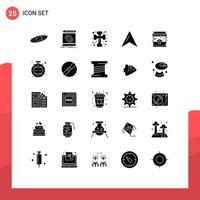 User Interface Pack of 25 Basic Solid Glyphs of pointer location prototype scary crossed Editable Vector Design Elements