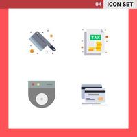 4 Thematic Vector Flat Icons and Editable Symbols of cleaver banking document cam credit Editable Vector Design Elements